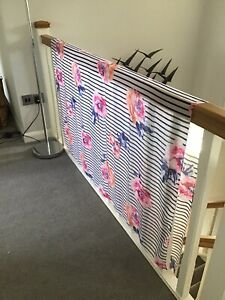 Joules large sarong/scarf/shawl - never used, white & navy stripes with flowers