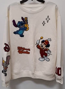Disney Youth 100 Yrs.Of Wonder Crew Neck Ivory Multi Size 15/17Y/L Sweatshirt - Picture 1 of 4
