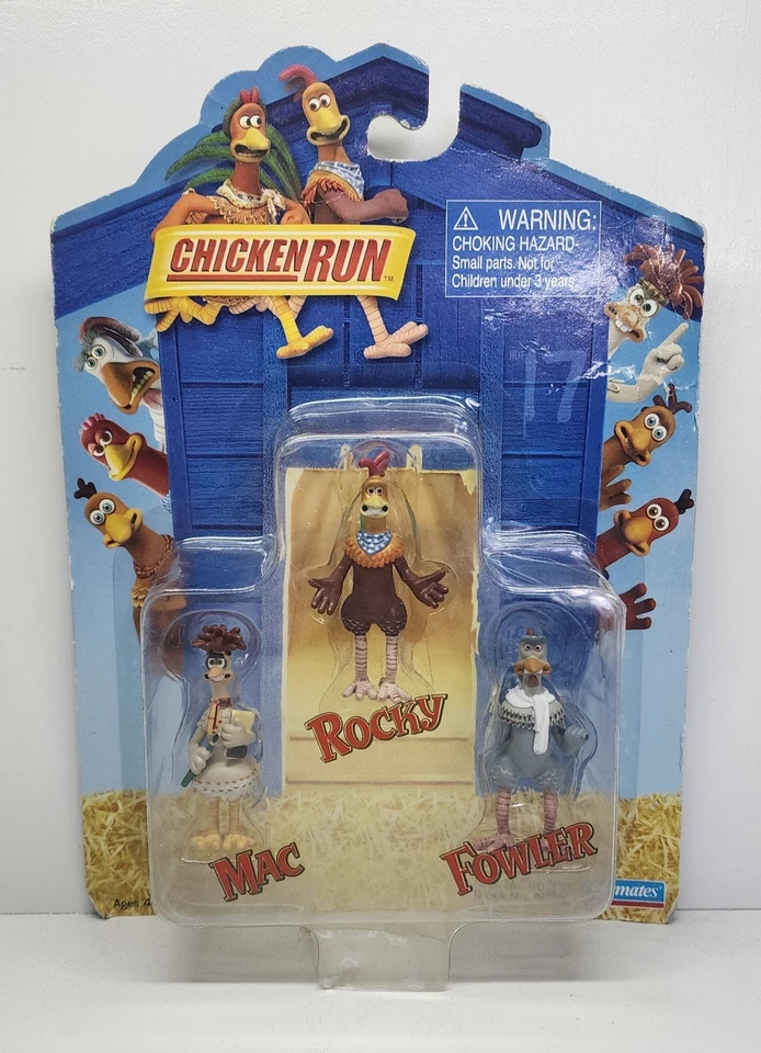 Figuras coleccionables DreamWorks Chicken Run 2000 Mac, Rocky y Fowler Foto 1 de 2