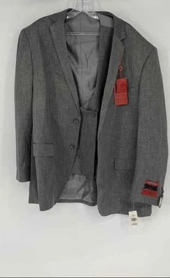 Bocaccio Uomo Mens Gray Heather Long Sleeve 2 Piece Suit Vest Set Size 48R - Image 1 of 4
