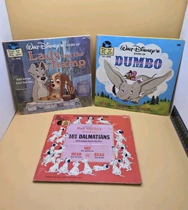 3 Vintage Walt Disney - Geschichtenbücher sehen, hören & lesen & 45 Schallplatten  - Bild 1 von 20