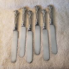 KING EDWARD by WHITING sterling silver set 6 LUNCHEON KNIVES S Monogram 8 7/8"