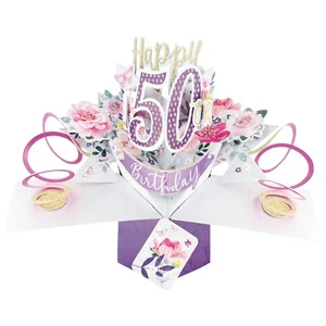 Tarjeta emergente de 50 cumpleaños adecuada para hermana amiga mamá - Imagen 1 de 2