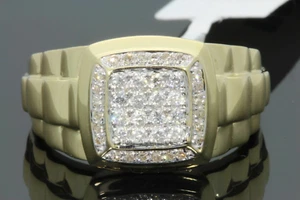 10K YELLOW GOLD .50 CARAT MENS REAL DIAMOND ENGAGEMENT WEDDING PINKY RING BAND - Picture 1 of 3