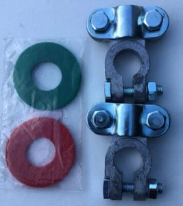 2 Heavy Duty Fleet Universal Top Post Battery Terminal W/ Corrosion Washers - Picture 1 of 1