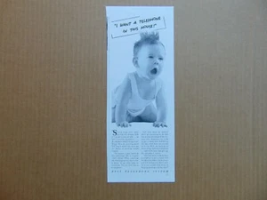 1938 BELL TELEPHONE Baby Screams They Want A Telephone in The House print ad  - Picture 1 of 1