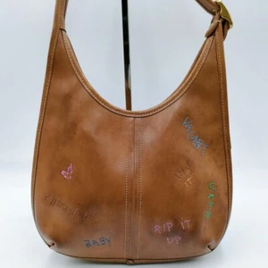 COACH Vintage Leather Top Handle Shoulder Bag Brown Turnlock USA Made Used - Picture 1 of 5