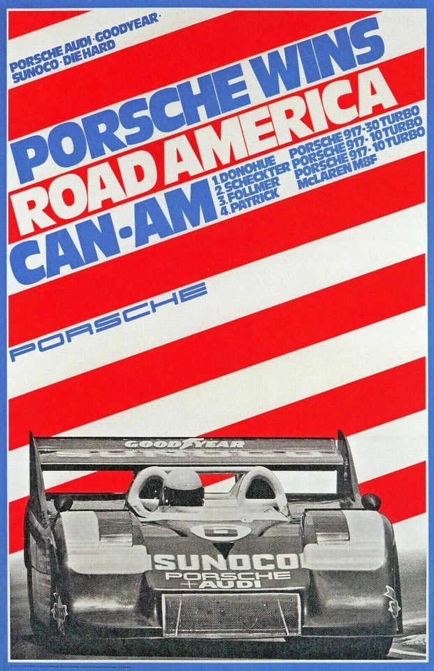 AWESOME PORSCHE WINS ROAD AMERICA CAN-AM POSTER  - Image 1 of 1