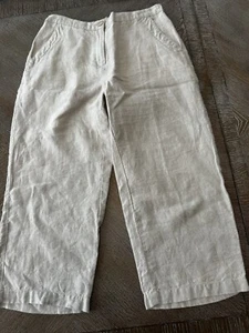 LlBean linen cropped pants Beige Size 8 Reg Elastic Waist 30” inseam 22” - Picture 1 of 5