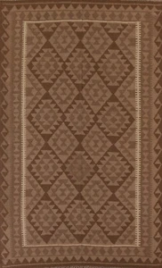 Flat Woven Tribal South-Western Reversible Kilim Area Rug 5x8 Natural Dye Carpet - Picture 1 of 10