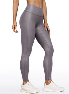 Crz Yoga Butterluxe Matte Faux Leather Gray Leggings Small - Picture 1 of 3