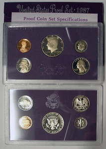 1987 S 1C - 50C 5 COIN UNITED STATES MINT PROOF COIN SET OGP & COA - Picture 1 of 1