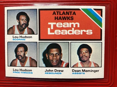 1975-76 Topps #116  Atlanta Hawks Team Leaders Hudson , Drew , Meminger  NICE !! - Image 1 of 2