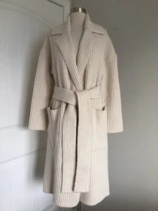 NWT JOSEPH COAT GRAPHIC CARDIGAN STITCH KNIT WOOL BLEND BELTED COAT SIZE XS - Picture 1 of 14
