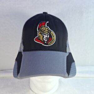 Ottawa Senators NHL Reebok Curved Brim Fitted S/M Cap Hat Black Gray 