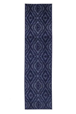 Geometric Diamond Runner - 2'x8' Navy, Moroccan Transitional Area Rug - 516 - Image 1 of 4