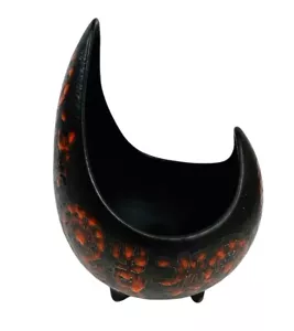 VINTAGE SASCHA BRASTOFF MID-CENTURY MODERN BOWL ORANGE AND BLACK - Picture 1 of 10