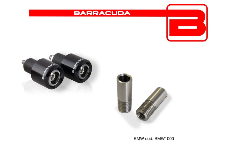 BARRACUDA CONTRAPPESI NERI + ADATTATORI MANUBRIO per BMW R 1200 RT - R nine T - Immagine 1 di 1