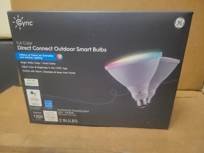 2 GE CYNC Direct Connect WiFi Full Color Changing Outdoor LED Smart Light Bulbs