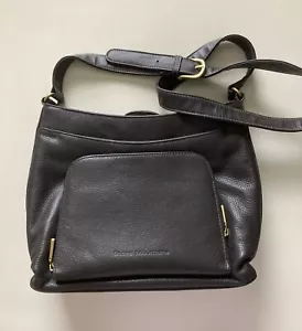 Stone Mountain Black Leather Shoulder Bag Buckle Strap Lots Of Pockets New - Picture 1 of 18
