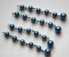 Vintage Metallic Blue Pearl Acrylic Beaded Drops drp054