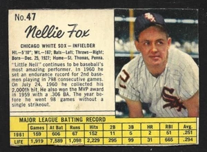 1962 JELLO #47  Nellie Fox  CHICAGO WHITE SOX  FAIR-GOOD  A - Picture 1 of 2