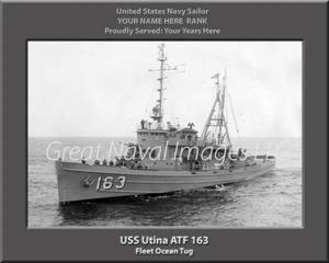 USS Utina ATF 163 Personalized Canvas Ship Photo Print Navy Veteran Gift - Picture 1 of 1