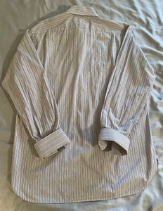John W Nordstrom Shirt Men’s Size 16.5 - 35 Red Black Striped Egyptian Cotton - Picture 1 of 7