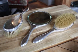 Mappin & Webb Silver Hand Mirror And Brush Set - Foto 1 di 20