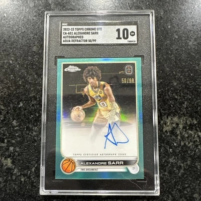 2022-23 Topps Chrome OTE Alexandre Sarr aqua Auto Refractor SP /75 SGC 10 - Image 1 of 4