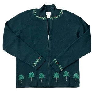 Vintage Woolrich Weihnachtsbaum Strickjacke Pullover S Urlaub bestickt Cottagecore - Bild 1 von 12