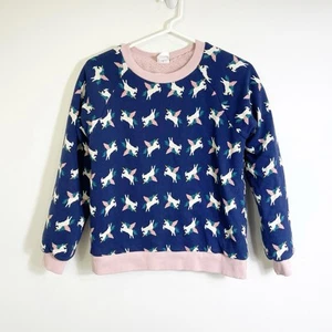 Hanna Andersson Marshmallow Fleece Reversible Sweatshirt Floral Girls 150 12 - Picture 1 of 2