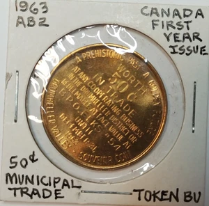1963 Drumheller Alberta 50 cents dinosaur token, environmental damage - Bild 1 von 3