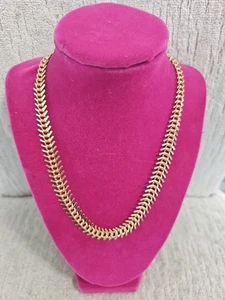 Vintage strukturierte Fischgräten Kette Gelenk Halskette 18 Zoll Schmuck - Bild 1 von 3