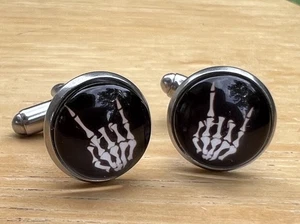 Gemelli Halloween Scheletro Nero Gemelli Gioielli - Foto 1 di 9