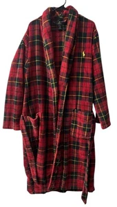 RALPH LAUREN Big Polo Pony Plush Plaid Bath Robe Red Black Yellow Size S/M - Picture 1 of 6
