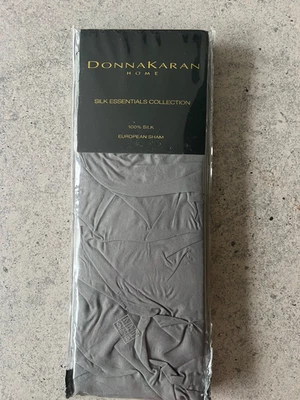 DONNA KARAN Silk Essentials Collection EURO PILLOW SHAM Ruching Charcoal $375 - Image 1 of 3