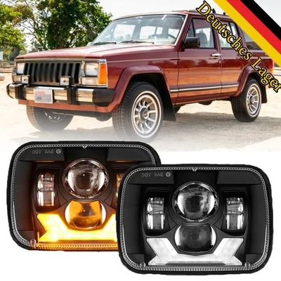 LED Scheinwerfer Für Jeep Cherokee XJ Wrangler YJ Hi/Lo Strahl DRL Turn Signal - Bild 1 von 4