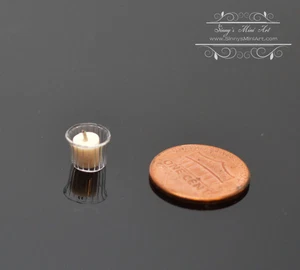 1:12 Dollhouse Miniature White Votive Candle in Clear Candle Holder/ BD H290 - Picture 1 of 2