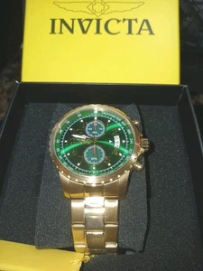 NEU Invicta Herren 45mm Pilot Specialty Chronograph GRÜNES ZIFFERBLATT goldfarben SS Uhr - Bild 1 von 6