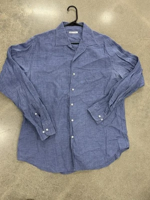Loro Piana Men’s Blue Linen Shirt Made In Italy L/XL Read Measurements - Image 1 of 4