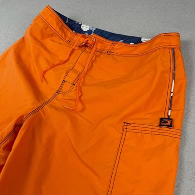 Pantalones Cortos De Colección Antiguos Azul Marino Para Hombre Grandes Naranja Nylon Lona Y2K Años 90 Floral Foto 1 de 4