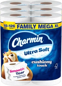 Papel higiénico ultra suave tacto acolchado, 18 rollos familiares Mega XL = 126 Ro regular - Imagen 1 de 12
