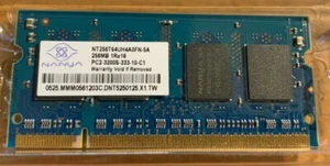 NT256T64UH4A0FN-5A Nanya 256MB DDR2 SoDimm Non ECC PC2-3200 400Mhz Memory - Picture 1 of 1