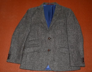 MARKS & SPENCER MOON Grey Tweed Wool Blazer Jacket Herringbone Mens S/M 40S - Picture 1 of 9