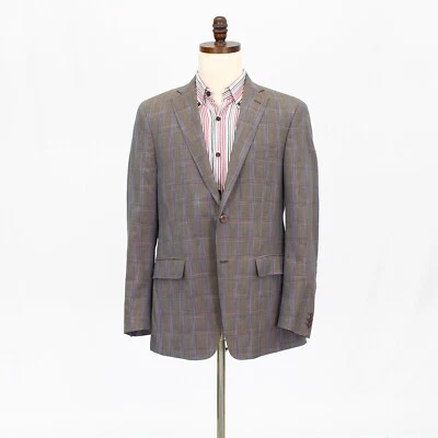 ETRO 40R Brown Sport Coat Blazer Jacket Check 2B Silk - Image 1 of 4