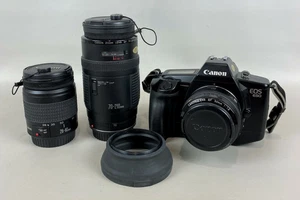 Canon EOS 650 35mm SLR Film Camera Outfit w/ 3 Lenses, CLEAN