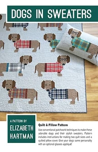 Dogs in Sweaters by Elizabeth Hartman Quilt Pattern ~ Pieced Dachshunds - Picture 1 of 5