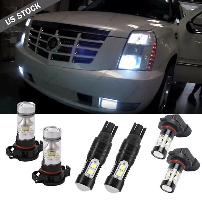 Kit combinado de 6 bombillas LED blancas para Cadillac Escalade 2007-14 conducción antiniebla DRL Foto 1 de 4