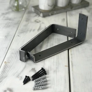 PAIRS OF SCAFFOLD BOARD 225MM SHELF BRACKETS RAW BLACK & WHITE FIXINGS INCLUDED - Picture 1 of 23